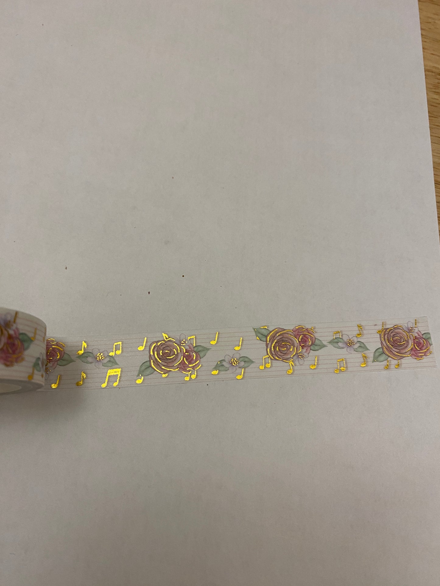 Gold Foil Musical Flowers Washi Tape