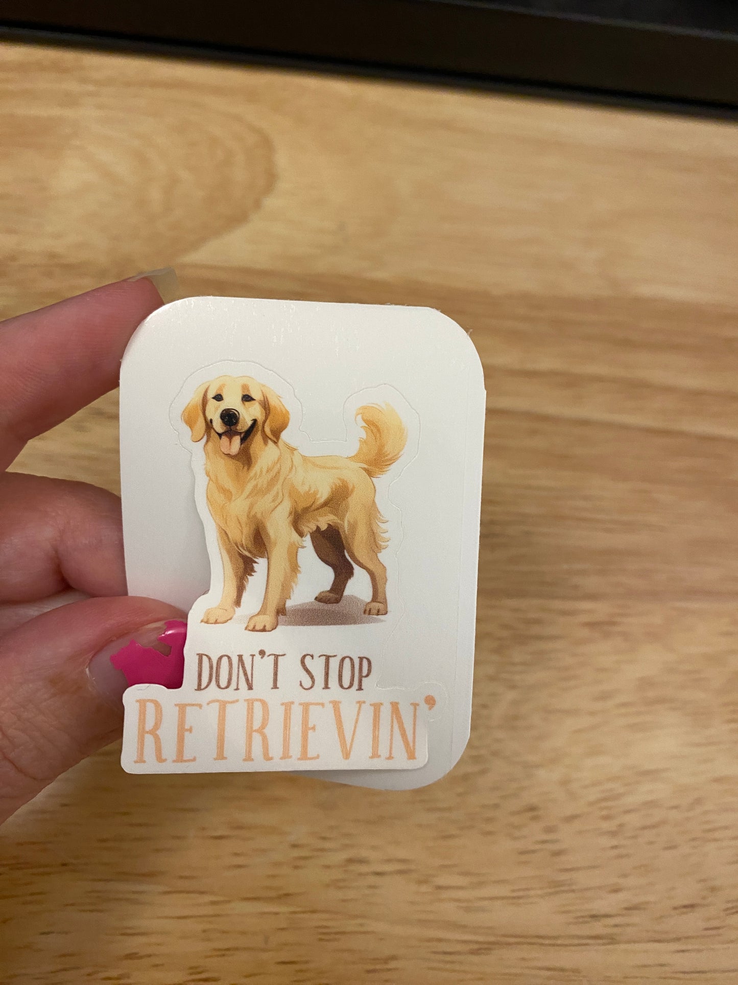 Don't Stop Retrievin Dog Sticker