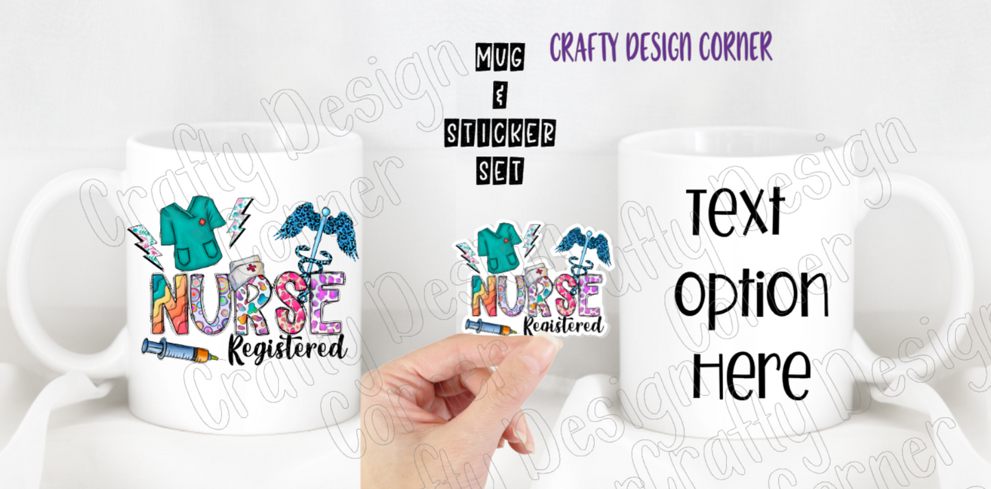 Registered Nurse Mug and Sticker Set, RN Mug and Matching Sticker Combo, Nurse Combo set, medical set