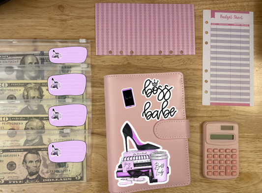 Boss Babe Binder, Cash Envelops and Calculator, Budget Binder with 4 Cash Envelops, Shopping Budget Binder, Budget Binder, A6 Binder