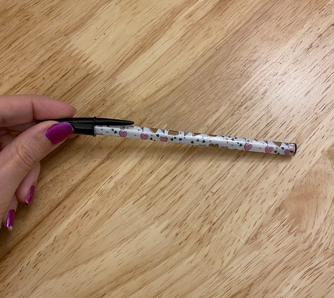 Pink heart flowers BIC Pen, Unique design on Bic Pen, Floral heart design on pen