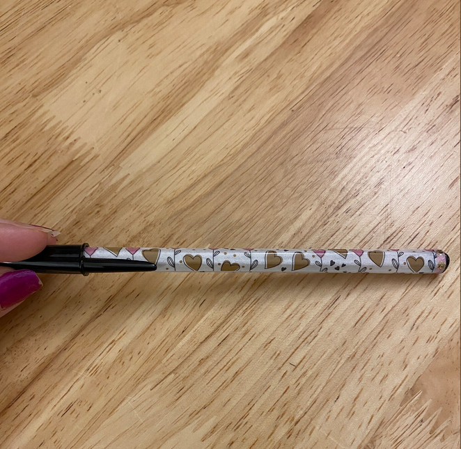 Pink heart flowers BIC Pen, Unique design on Bic Pen, Floral heart design on pen