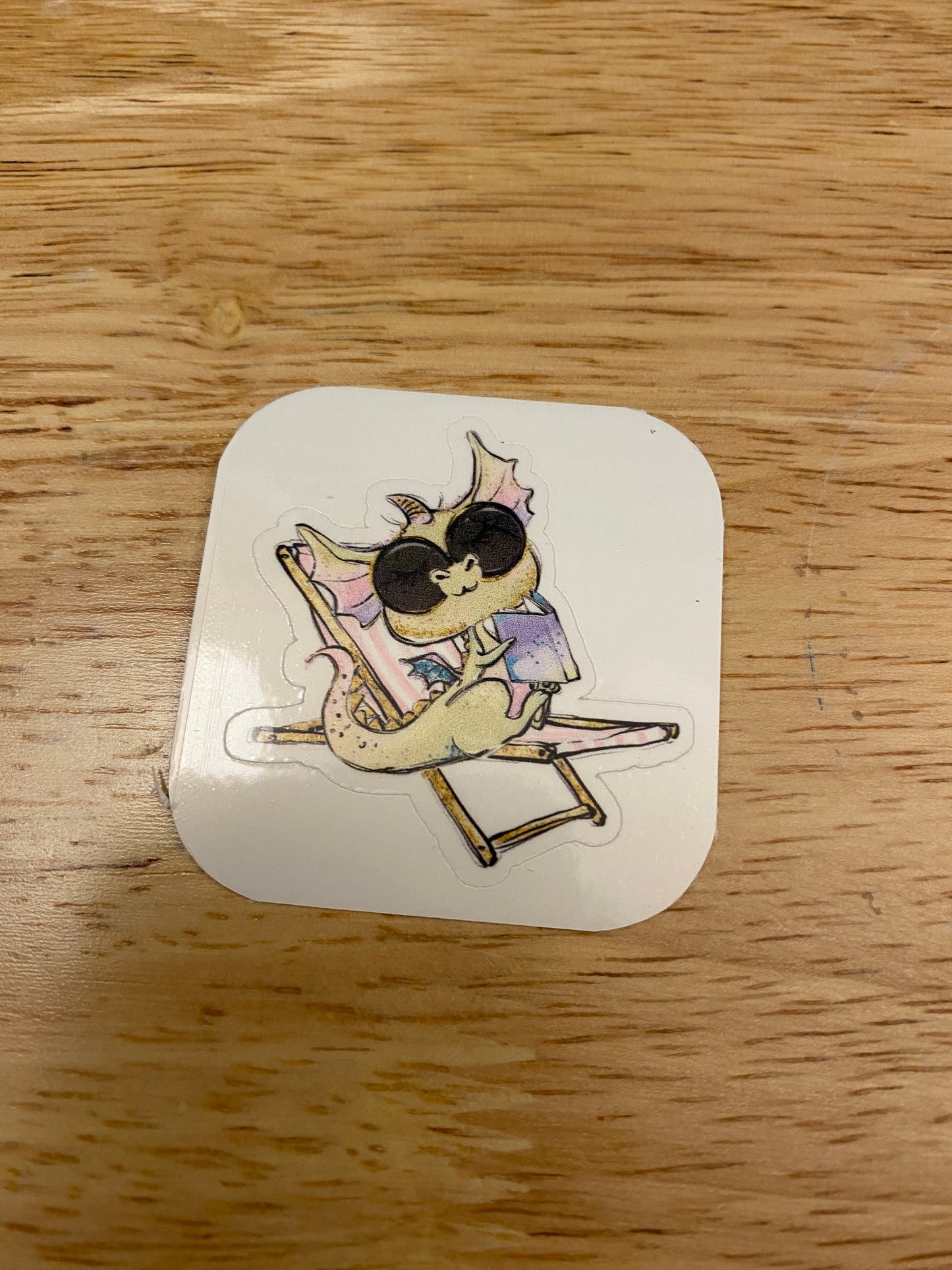 Dragon with Glasses sticker, Cute Dragon Sticker, Dragon Lounging Sticker