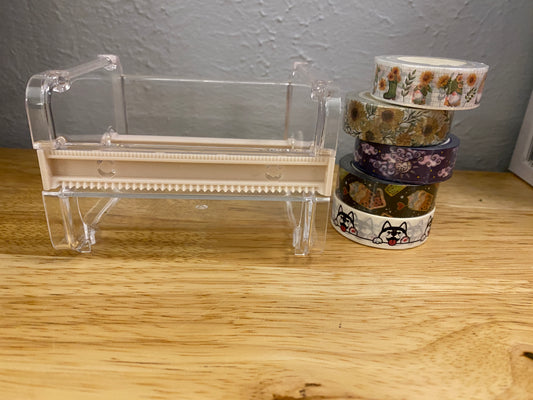 Washi Tape Bundle, Washi Tape Dispenser with Cute Tape to go with it, Washi Tape Cutter with Tape