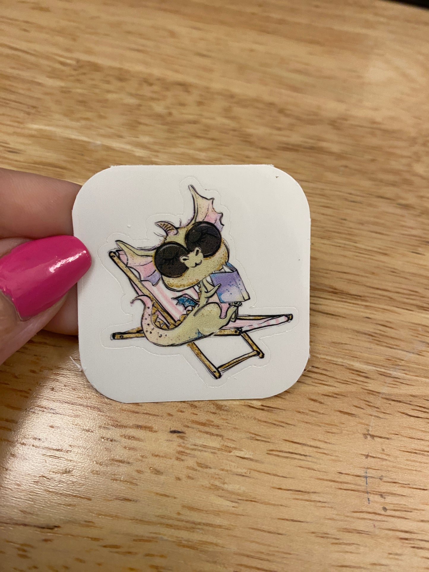 Dragon with Glasses sticker, Cute Dragon Sticker, Dragon Lounging Sticker