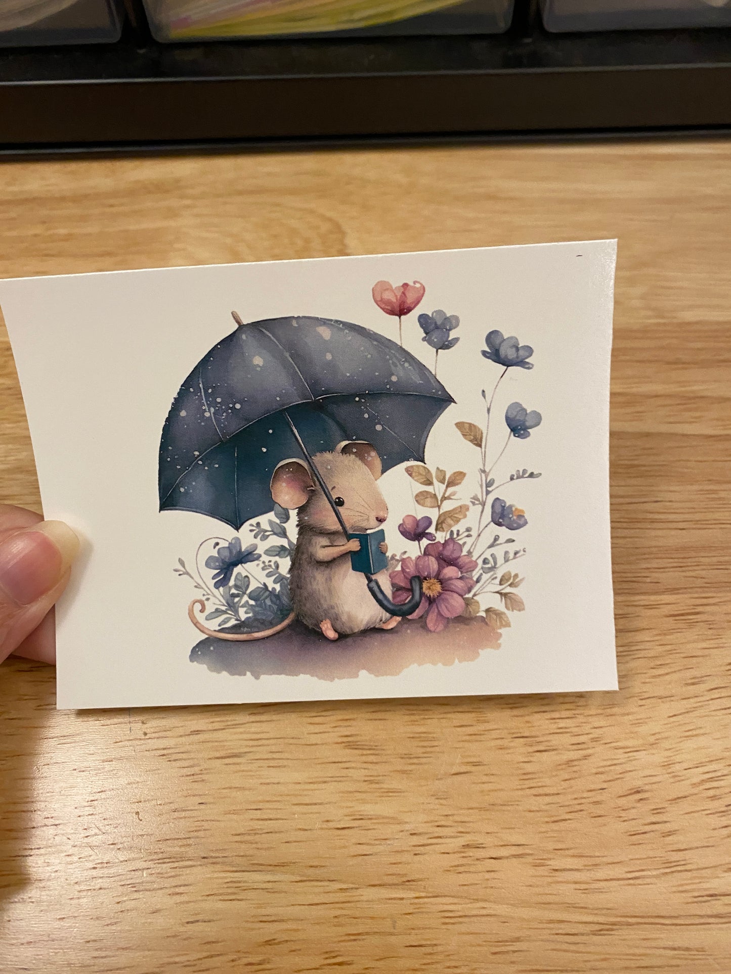 Mouse Reading in the Rain WATER SLIDE