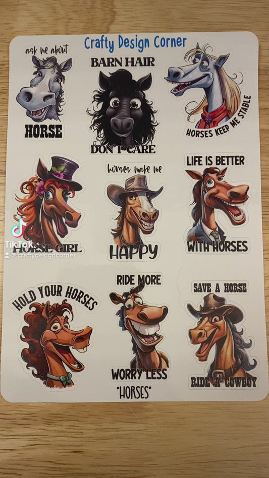 Funny Horse Sticker Sheet, Horse stickers, Sarcasm stickers, sarcastic horses