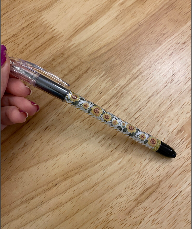 Cute Sunflowers with Glitter Pen, Sunflower design pen, Sunflowers design pental rsvp pen