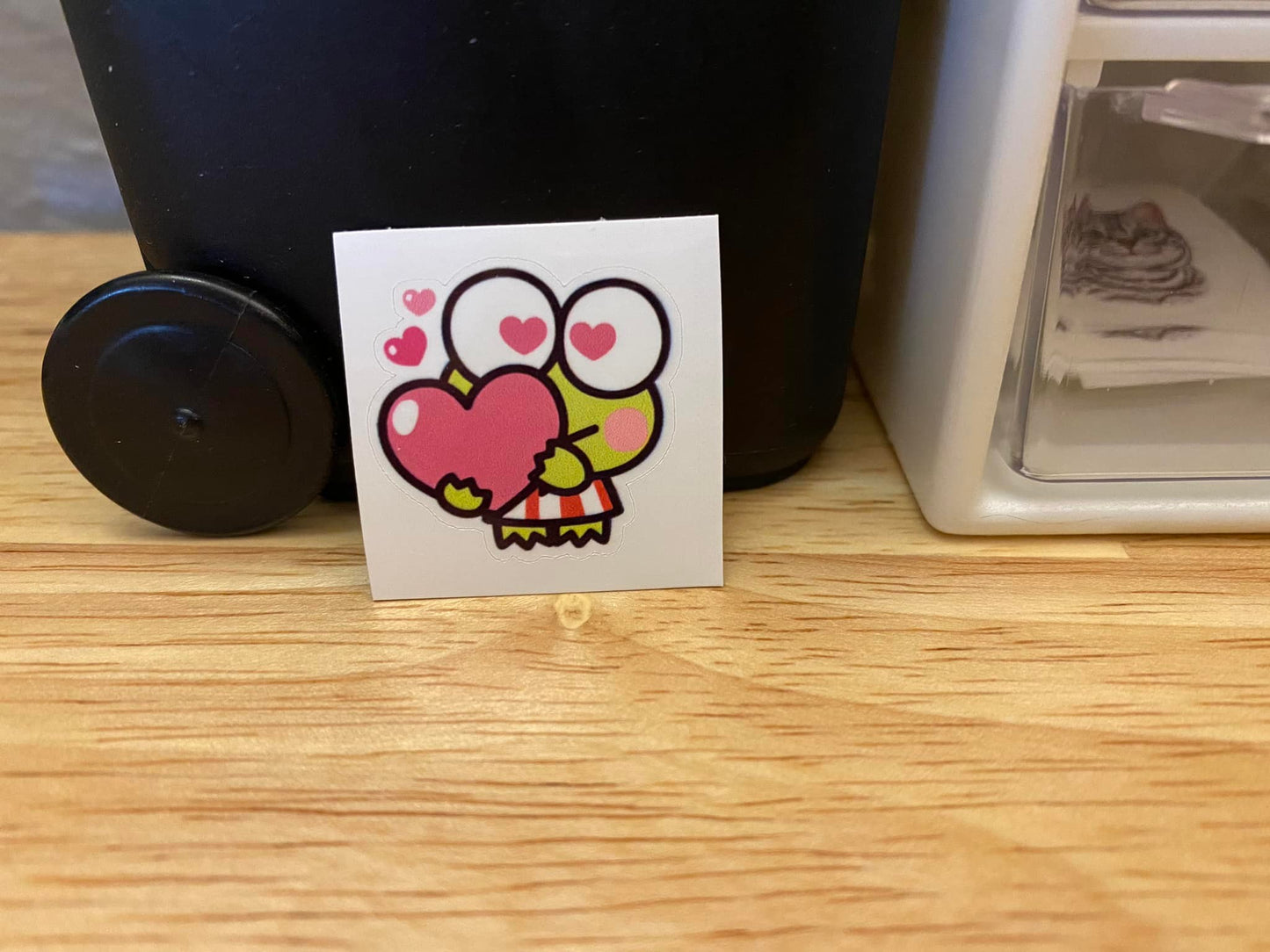 Cute Green Frog with Heart Sticker