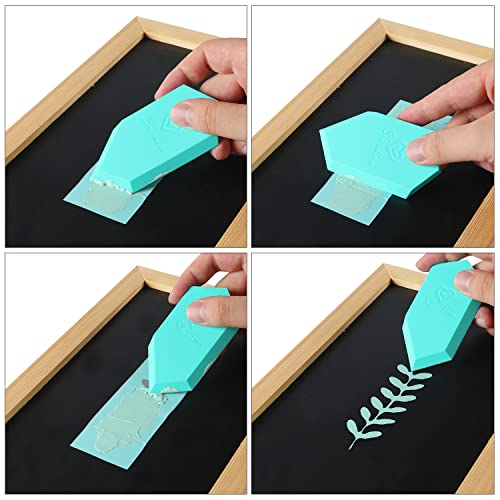 She Love Angled Chalk Paste Squeegee Set 17 Packs Screen Printing Squeegee, Rubber Mini Squeegee for Chalk Paint Ink Screen Printing Start Kit with 5 Stir Sticks Storage Box for Silk Screen Stencil