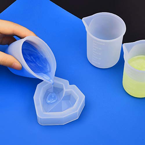 Leceha 2 Pack Silicone Sheet for Crafts, Resin Jewelry Casting Molds Mat, Silicone Mats for Epoxy 11.6" x 8.3", Silicone Placemat Blue and Rose Red
