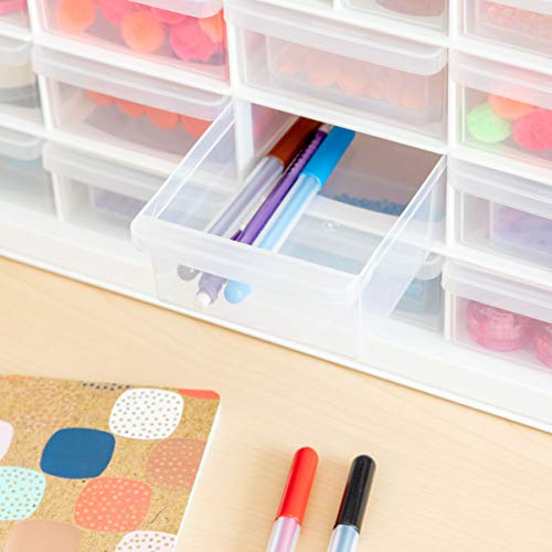 IRIS USA 24 Drawer Stackable Storage Cabinet for Hardware Crafts and Toys, 19.5-Inch W x 7-Inch D x 15.5-Inch H, White - Small Brick Organizer Utility Chest, Scrapbook Art Hobby Multiple Compartment