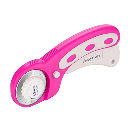 45mm Rotary Cutter Set, AGPtEK Pink Rotary Cutter with 7 Replacement Rotary Blades, Rotary Blades & Safety Lock for Precise Cutting, Ideal for Sewing Fabric Leather Quilting & More