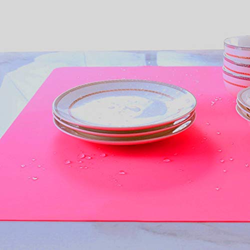 Leceha 2 Pack Silicone Sheet for Crafts, Resin Jewelry Casting Molds Mat, Silicone Mats for Epoxy 11.6" x 8.3", Silicone Placemat Blue and Rose Red
