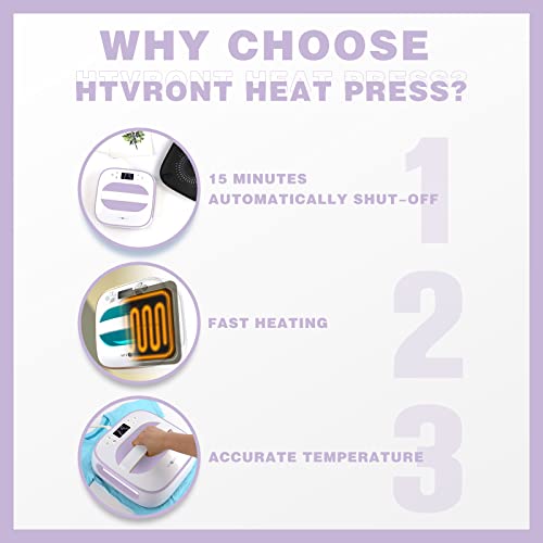 HTVRONT Heat Press Machine for T-Shirts, Portable Heat Press 10"X10", Iron Press for Sublimation and HTV Vinyl Shirt Press Machine for Hat, Bags, Heating Transfer Projects(Purple)