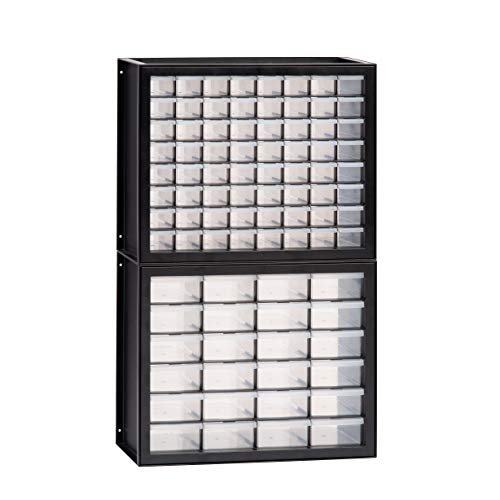 IRIS USA 24 Drawer Stackable Storage Cabinet for Hardware Parts Crafts and Toys, 19.5-Inch W x 7-Inch D x 15.5-Inch H, Black - Small Brick Organizer Utility Chest, Scrapbook Hobby Multiple Compartment