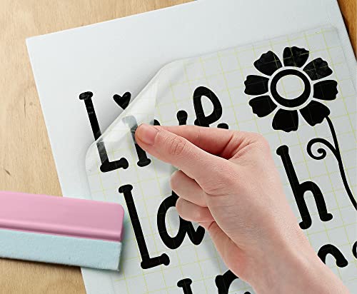 iVyne Colorful Plastic Squeegee for Vinyl/Scraper Tool with Soft Felt Cloth - for Cricut Crafting - Window Tint - Adhesive Vinyl Decal - Lettering - HTV (Pink, 2 Pack)