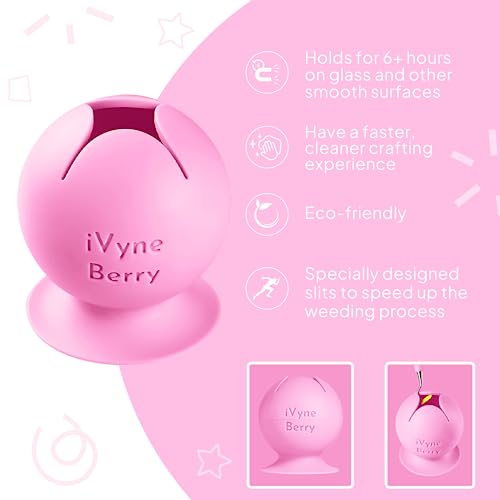 iVyne Berry Suctioned Vinyl Weeding Scrap Collector & Holder for Weeding Tools for Vinyl - Pink