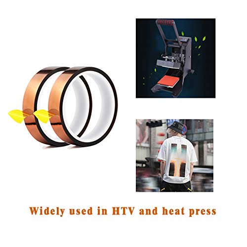 EQUTY BAYMERS 2 Rolls 13mm X 33m 108ft Heat Vinyl Press Tape,Heat Resistant Sublimation Tape for Heat Transfer,Adhesive Transfer Tape for Electronics Masking,Soldering, Protecting Circuit Board