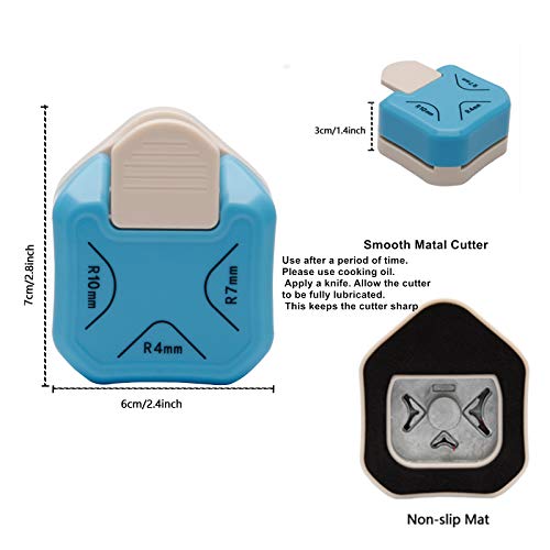 Paper Corner Rounder 3 in 1 (R4mm+R7mm+R10mm), Corner Punches for Paper Crafts, Corner Cutter ,Envelope Punch Board ,Hole Puncher, Laminate, DIY Projects, Photo Cutter,Card Making and Scrapbooking