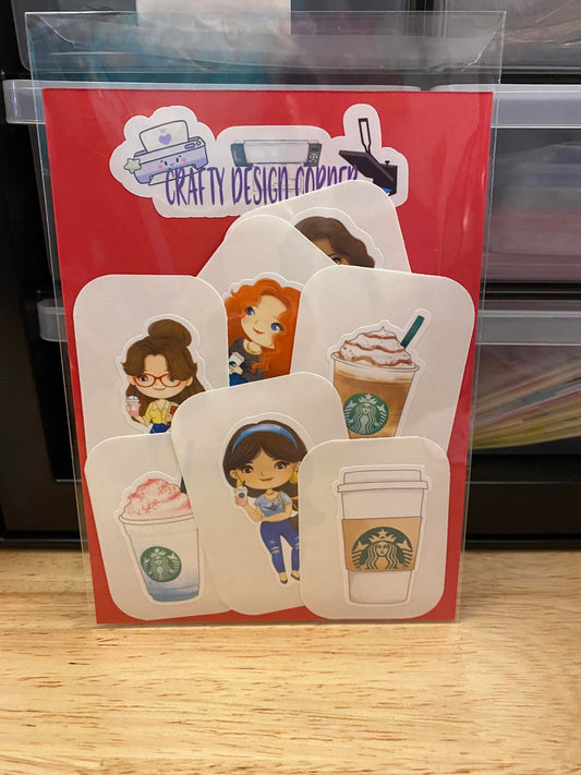 Cute Coffee Princesses Sticker Pack