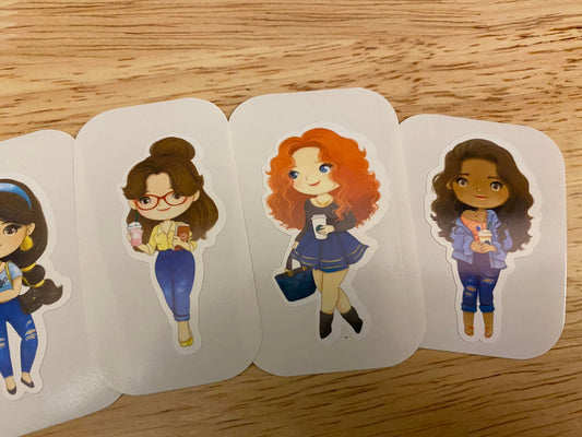 Cute Princess Coffee Sticker Pack