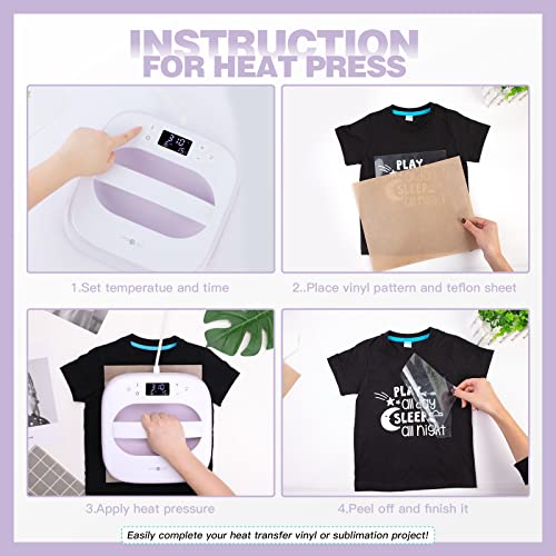 HTVRONT Heat Press Machine for T-Shirts, Portable Heat Press 10"X10", Iron Press for Sublimation and HTV Vinyl Shirt Press Machine for Hat, Bags, Heating Transfer Projects(Purple)