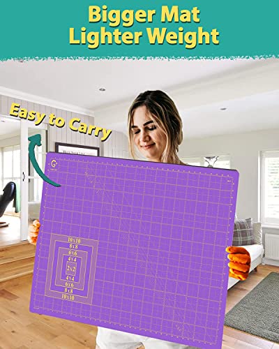 G+ Self-Healing Cutting Mat, True A3 12 x 18" (13 x 19"Full) Purple/Black Eco-Friendly Double-Sided 3-Ply Craft Cutting Board for Sewing Fabric Crafts Hobby Scrapbooking and All Arts Projects