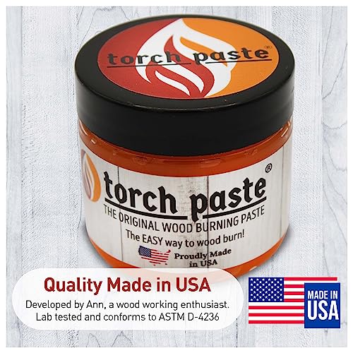 Torch Paste - The Original Wood Burning Paste | Made in USA | Heat Activated Non-Toxic Paste for Crafting & Stencil Wood Burning | Accurately & Easily Burn Designs on Wood, Canvas, Denim & More | 3 OZ