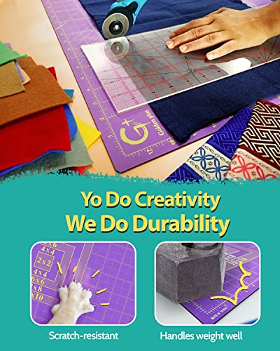G+ Self-Healing Cutting Mat, True A3 12 x 18" (13 x 19"Full) Purple/Black Eco-Friendly Double-Sided 3-Ply Craft Cutting Board for Sewing Fabric Crafts Hobby Scrapbooking and All Arts Projects