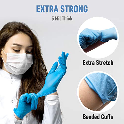 Powder Free Disposable Nitrile Gloves Medium -100 Pack, Blue -Medical Exam Glove