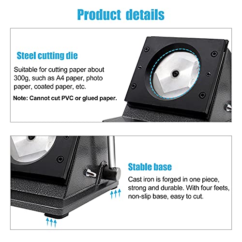 KUNHEWUHUA 2-1/4" 58mm Graphic Punch Die Cutter Badge Button Maker for 2-1/4" 58mm Badge