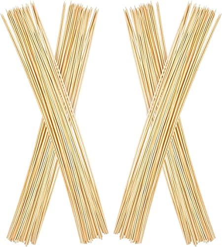 Grill Skewers for Fruit Kabobs - 100Pcs 16 Inches Disposable Marshmallow Roasting Sticks Bamboo Wooden Sticks for Food - Meat Sticks Wooden Wedding Favors Sandwich Meat BBQ Skewers for Appetizers