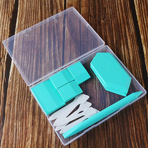 She Love Angled Chalk Paste Squeegee Set 17 Packs Screen Printing Squeegee, Rubber Mini Squeegee for Chalk Paint Ink Screen Printing Start Kit with 5 Stir Sticks Storage Box for Silk Screen Stencil