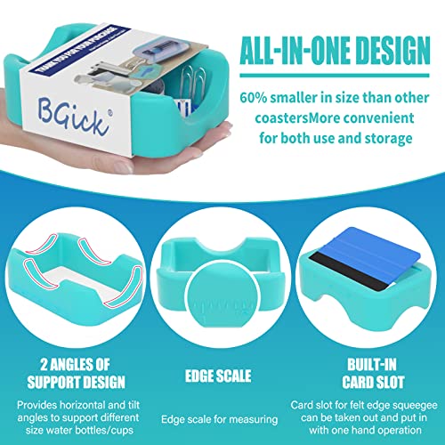 BGick Cup Cradle for Crafting Supplies with Felt Edge Squeegee and Tape Measure, Cricut Mug Press Accessories, for Applying Vinyl Decals Anti-Skidding Supports, Tumbler Cradle for Epoxy