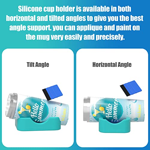 BGick Cup Cradle for Crafting Supplies with Felt Edge Squeegee and Tape Measure, Cricut Mug Press Accessories, for Applying Vinyl Decals Anti-Skidding Supports, Tumbler Cradle for Epoxy
