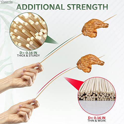 Grill Skewers for Fruit Kabobs - 100Pcs 16 Inches Disposable Marshmallow Roasting Sticks Bamboo Wooden Sticks for Food - Meat Sticks Wooden Wedding Favors Sandwich Meat BBQ Skewers for Appetizers