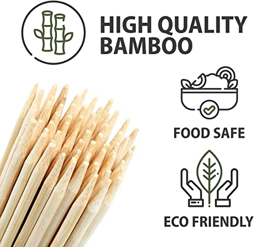 Grill Skewers for Fruit Kabobs - 100Pcs 16 Inches Disposable Marshmallow Roasting Sticks Bamboo Wooden Sticks for Food - Meat Sticks Wooden Wedding Favors Sandwich Meat BBQ Skewers for Appetizers