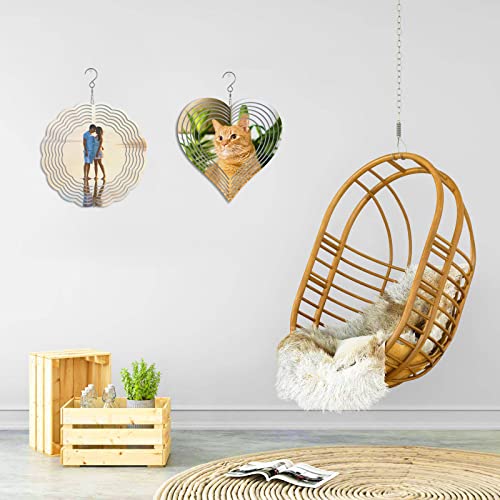 3 Pack Sublimation Wind Spinner Blanks, Aluminum Blank Wind Spinners Wind Kinetic Sculptures with Drop Flower Heart Shape, Double Sided DIY Craft Ornaments Hanging Decor for Garden Window Yard