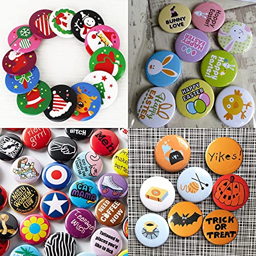 IRONWALLS Button Pin Maker Machine 32mm/1-1/4 Inch, Installation Free Badge Button Maker Machine with 200PCS Blank Round Pin-Back Button Parts & 1PC Circle Cutter, Badge Pin Press Punch for DIY