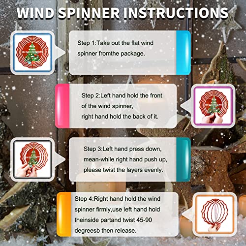 4 Pcs 8 Inch Sublimation Wind Spinner Blanks, 3D Aluminum Wind Powered Kinetic Sculpture, Spinner Suspension Trim for Yards & Gardens(Round)