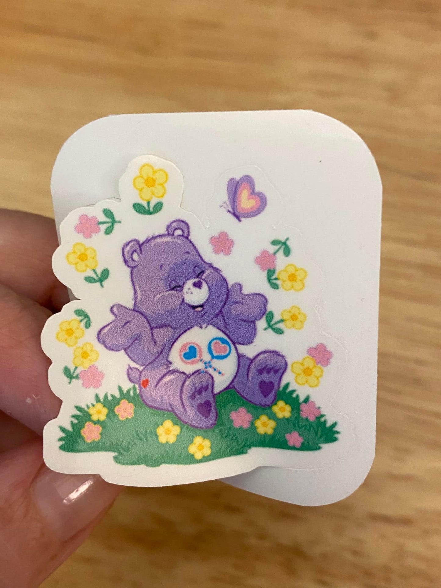 Cute Purple Bear with Yellow Flowers Sticker