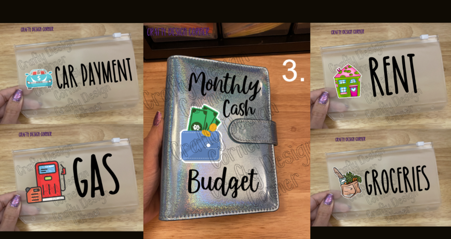 A6 Budget Binder with 4 Cash Envelops Smooth Sparkle Blue Glitter