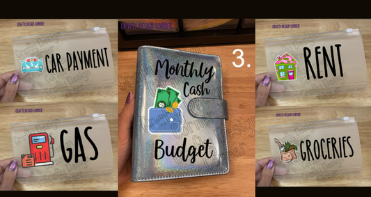 A6 Budget Binder with 4 Cash Envelops Smooth Sparkle Blue Glitter