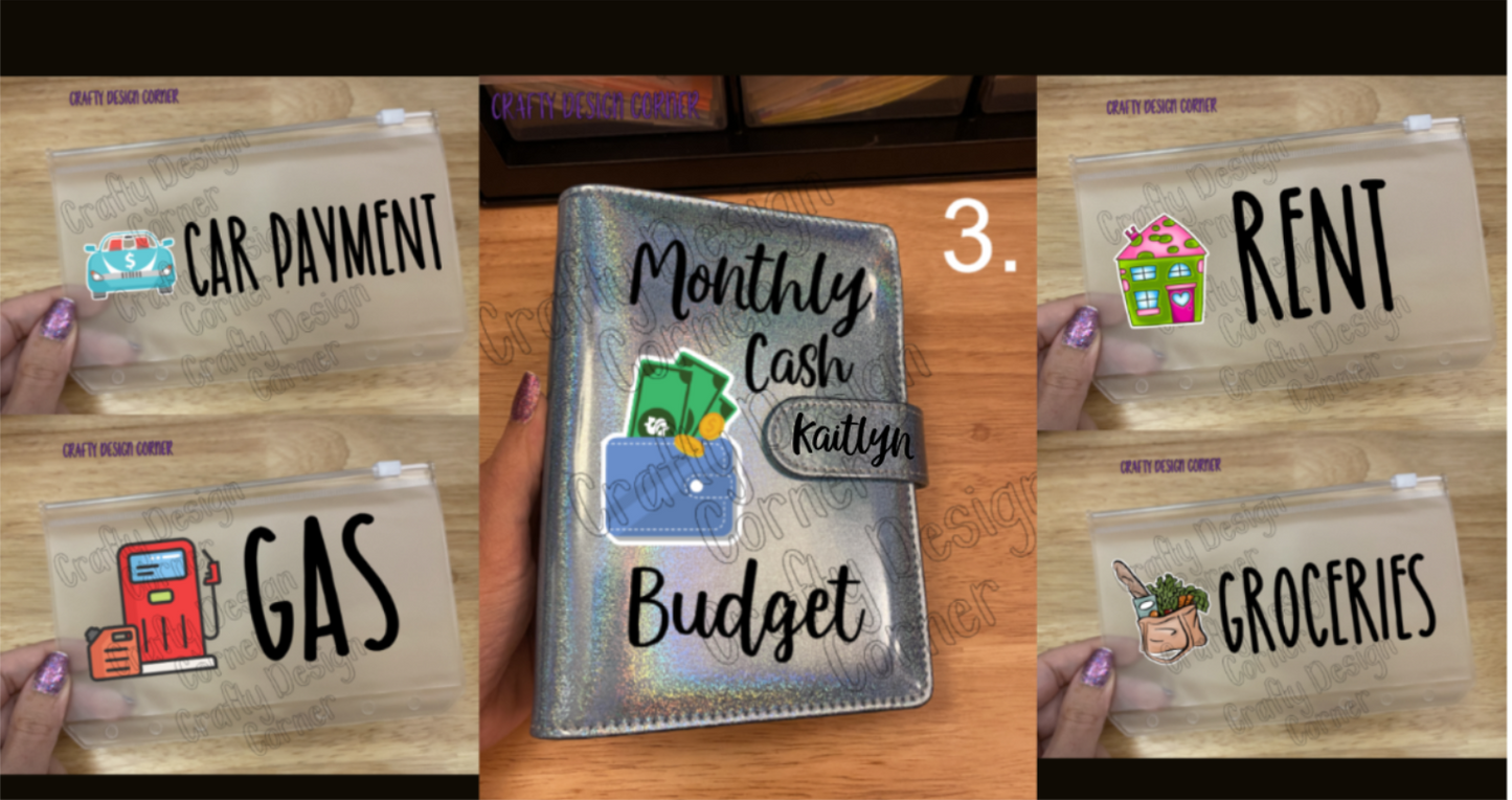 A6 Budget Binder with 4 Cash Envelops Smooth Sparkle Blue Glitter