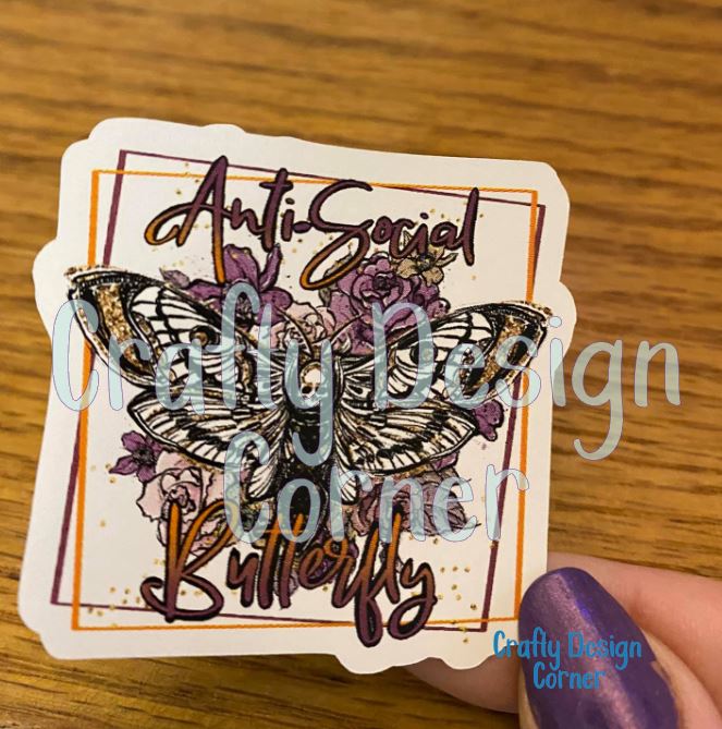 Anti Social Butterfly STICKER