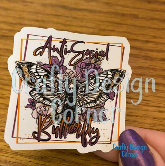Anti Social Butterfly STICKER