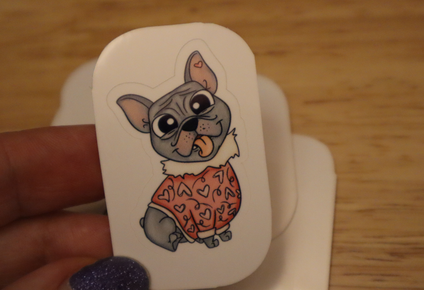 French Bulldog with hearts STICKER
