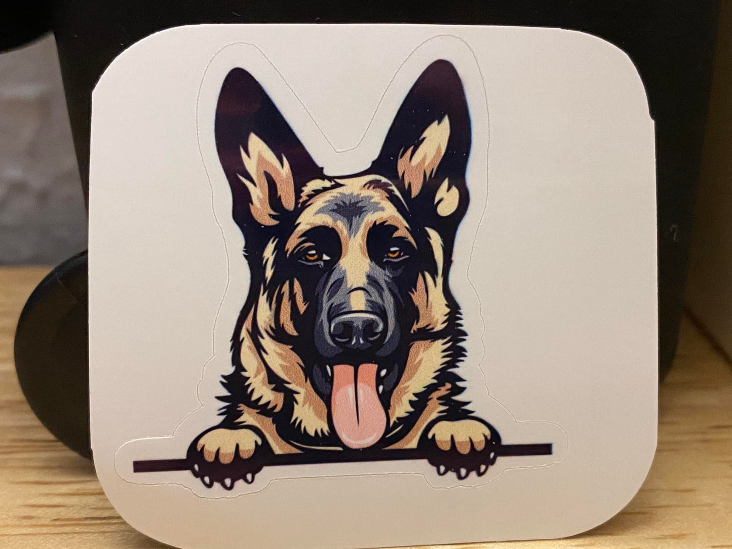 Peeking German Shepherd Dog STICKER