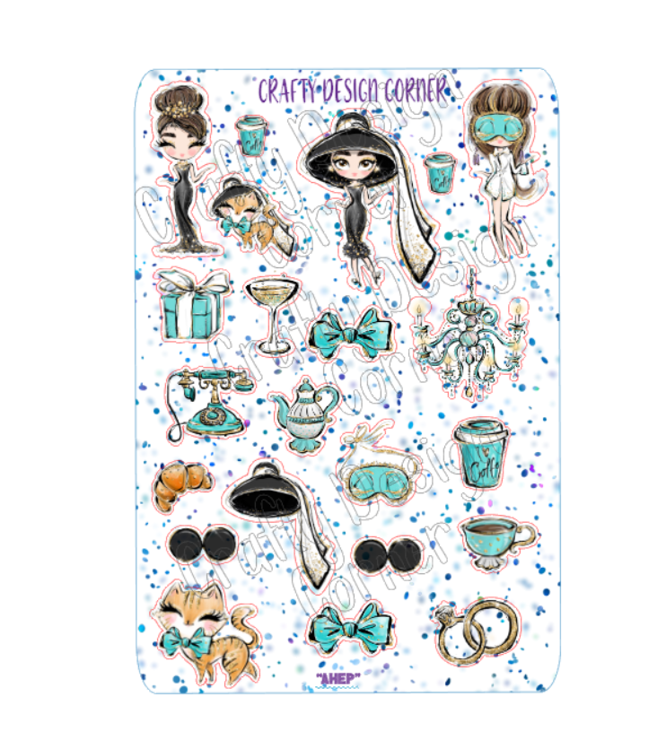 Sheet of 2" Audrey Hepburn STICKER SHEET